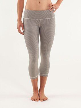 Lululemon Women's Wunder Under Crop Tonka Stripe Cashew Black 4